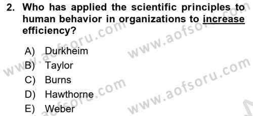 Organizational Behavior Dersi 2022 - 2023 Yılı Yaz Okulu Sınav Soruları 2. Soru