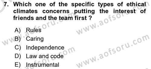 Organizational Behavior Dersi 2022 - 2023 Yılı Yaz Okulu Sınav Soruları 7. Soru