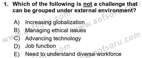 Organizational Behavior Dersi 2023 - 2024 Yılı (Vize) Ara Sınav Soruları 1. Soru