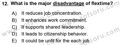 Organizational Behavior Dersi 2023 - 2024 Yılı (Vize) Ara Sınav Soruları 12. Soru