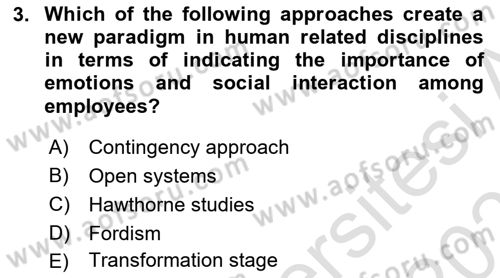 Organizational Behavior Dersi 2023 - 2024 Yılı (Vize) Ara Sınav Soruları 3. Soru