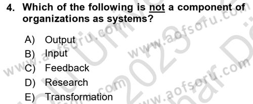 Organizational Behavior Dersi 2023 - 2024 Yılı (Vize) Ara Sınav Soruları 4. Soru