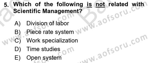 Organizational Behavior Dersi 2023 - 2024 Yılı (Vize) Ara Sınav Soruları 5. Soru