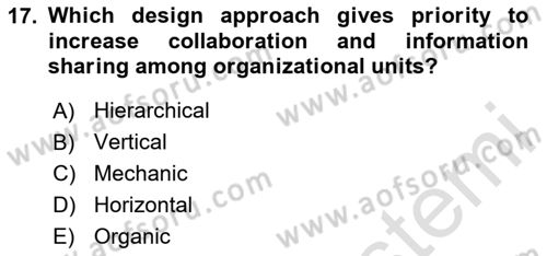 Organizational Behavior Dersi 2023 - 2024 Yılı (Final) Dönem Sonu Sınav Soruları 17. Soru