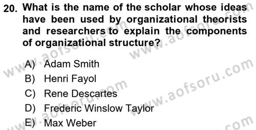 Organizational Behavior Dersi 2023 - 2024 Yılı (Final) Dönem Sonu Sınav Soruları 20. Soru
