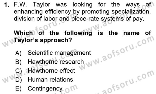 Organizational Behavior Dersi 2023 - 2024 Yılı Yaz Okulu Sınav Soruları 1. Soru