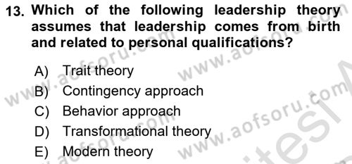 Organizational Behavior Dersi 2023 - 2024 Yılı Yaz Okulu Sınav Soruları 13. Soru