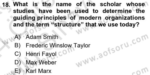 Organizational Behavior Dersi 2023 - 2024 Yılı Yaz Okulu Sınav Soruları 18. Soru