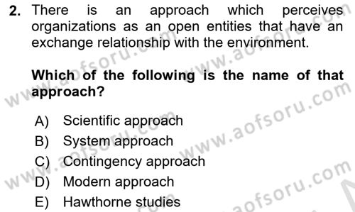 Organizational Behavior Dersi 2023 - 2024 Yılı Yaz Okulu Sınav Soruları 2. Soru
