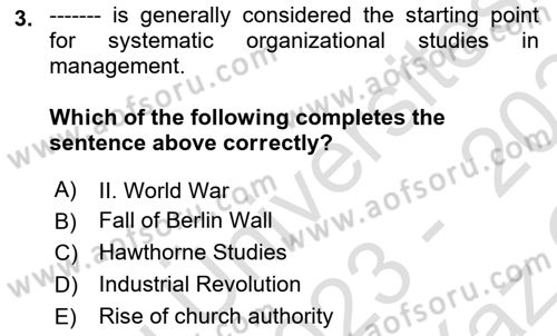 Organizational Behavior Dersi 2023 - 2024 Yılı Yaz Okulu Sınav Soruları 3. Soru
