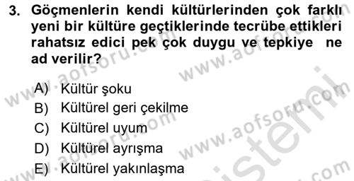 Göç Sosyolojisi Dersi 2020 - 2021 Yılı Yaz Okulu Sınav Soruları 3. Soru