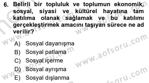 Göç Sosyolojisi Dersi 2021 - 2022 Yılı (Vize) Ara Sınav Soruları 6. Soru
