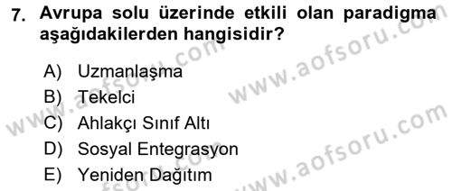 Göç Sosyolojisi Dersi 2021 - 2022 Yılı (Vize) Ara Sınav Soruları 7. Soru