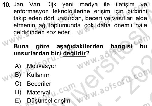 Göç Sosyolojisi Dersi 2021 - 2022 Yılı Yaz Okulu Sınav Soruları 10. Soru