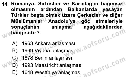 Göç Sosyolojisi Dersi 2021 - 2022 Yılı Yaz Okulu Sınav Soruları 14. Soru