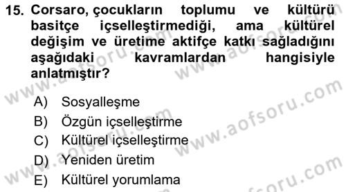 Göç Sosyolojisi Dersi 2021 - 2022 Yılı Yaz Okulu Sınav Soruları 15. Soru