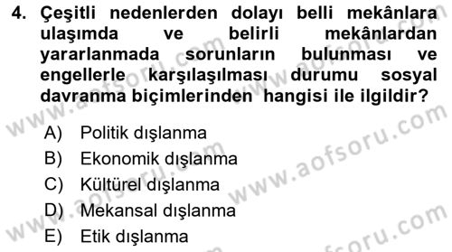 Göç Sosyolojisi Dersi 2021 - 2022 Yılı Yaz Okulu Sınav Soruları 4. Soru