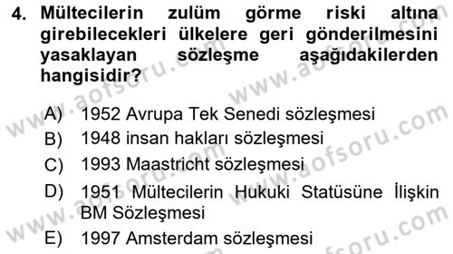 Göç Sosyolojisi Dersi 2022 - 2023 Yılı Yaz Okulu Sınav Soruları 4. Soru