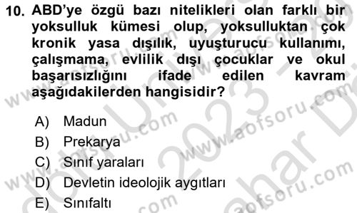 Göç Sosyolojisi Dersi 2023 - 2024 Yılı (Vize) Ara Sınav Soruları 10. Soru