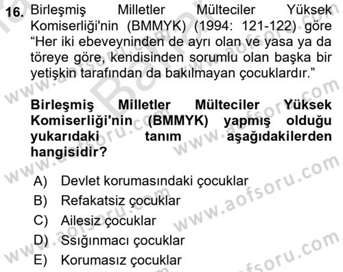 Göç Sosyolojisi Dersi 2023 - 2024 Yılı (Final) Dönem Sonu Sınav Soruları 16. Soru