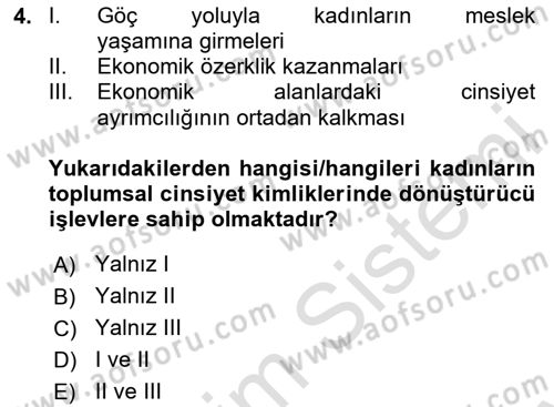 Göç Sosyolojisi Dersi 2023 - 2024 Yılı (Final) Dönem Sonu Sınav Soruları 4. Soru