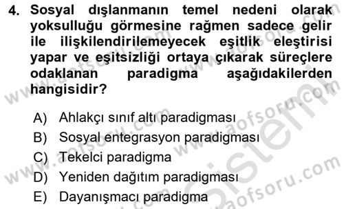 Göç Sosyolojisi Dersi 2023 - 2024 Yılı Yaz Okulu Sınav Soruları 4. Soru
