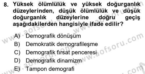 Göç Sosyolojisi Dersi 2023 - 2024 Yılı Yaz Okulu Sınav Soruları 8. Soru