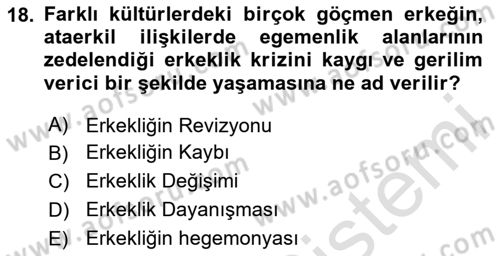 Göç Sosyolojisi Dersi 2024 - 2025 Yılı (Vize) Ara Sınav Soruları 18. Soru