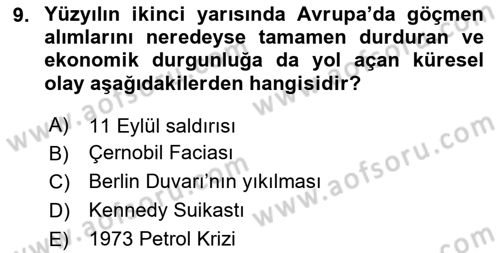 Göç Sosyolojisi Dersi 2024 - 2025 Yılı (Final) Dönem Sonu Sınav Soruları 9. Soru
