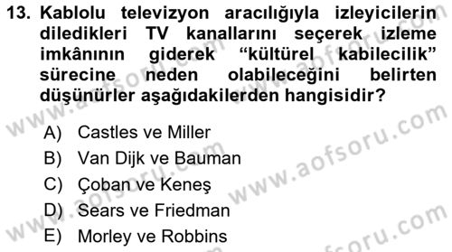 Göç Sosyolojisi Dersi 2024 - 2025 Yılı Yaz Okulu Sınav Soruları 13. Soru