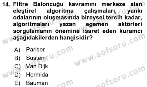 Göç Sosyolojisi Dersi 2024 - 2025 Yılı Yaz Okulu Sınav Soruları 14. Soru