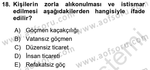 Göç Sosyolojisi Dersi 2024 - 2025 Yılı Yaz Okulu Sınav Soruları 18. Soru