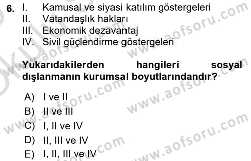 Göç Sosyolojisi Dersi 2024 - 2025 Yılı Yaz Okulu Sınav Soruları 6. Soru