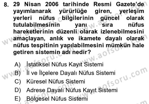 Göç Sosyolojisi Dersi 2024 - 2025 Yılı Yaz Okulu Sınav Soruları 8. Soru