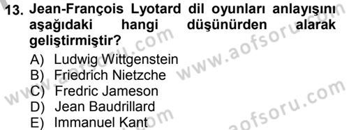 Çağdaş Sosyoloji Kuramları Dersi 2012 - 2013 Yılı (Vize) Ara Sınav Soruları 13. Soru