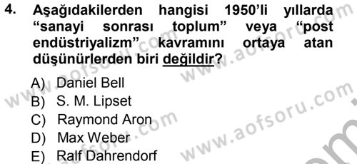 Çağdaş Sosyoloji Kuramları Dersi 2012 - 2013 Yılı (Vize) Ara Sınav Soruları 4. Soru