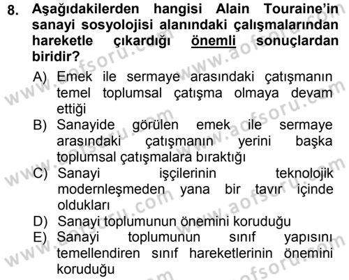 Çağdaş Sosyoloji Kuramları Dersi 2012 - 2013 Yılı (Vize) Ara Sınav Soruları 8. Soru