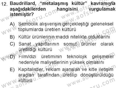 Çağdaş Sosyoloji Kuramları Dersi 2012 - 2013 Yılı Tek Ders Sınav Soruları 12. Soru