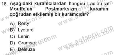 Çağdaş Sosyoloji Kuramları Dersi 2012 - 2013 Yılı Tek Ders Sınav Soruları 16. Soru