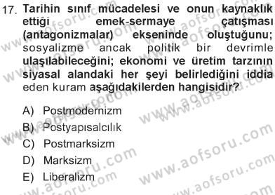 Çağdaş Sosyoloji Kuramları Dersi 2012 - 2013 Yılı Tek Ders Sınav Soruları 17. Soru
