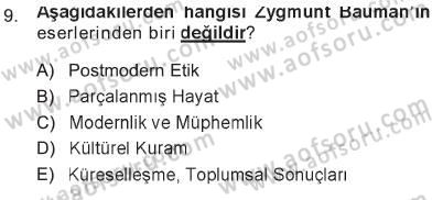 Çağdaş Sosyoloji Kuramları Dersi 2012 - 2013 Yılı Tek Ders Sınav Soruları 9. Soru