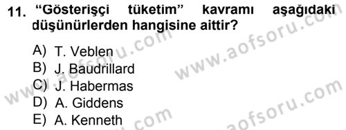 Çağdaş Sosyoloji Kuramları Dersi 2013 - 2014 Yılı (Final) Dönem Sonu Sınav Soruları 11. Soru