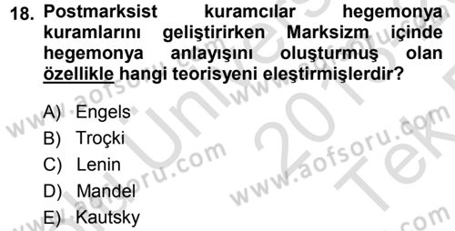 Çağdaş Sosyoloji Kuramları Dersi 2013 - 2014 Yılı Tek Ders Sınav Soruları 18. Soru