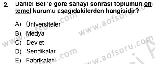 Çağdaş Sosyoloji Kuramları Dersi 2013 - 2014 Yılı Tek Ders Sınav Soruları 2. Soru