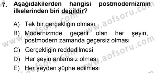 Çağdaş Sosyoloji Kuramları Dersi 2013 - 2014 Yılı Tek Ders Sınav Soruları 7. Soru