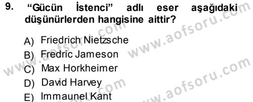 Çağdaş Sosyoloji Kuramları Dersi 2013 - 2014 Yılı Tek Ders Sınav Soruları 9. Soru