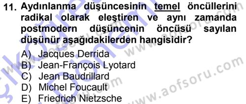 Çağdaş Sosyoloji Kuramları Dersi 2014 - 2015 Yılı (Vize) Ara Sınav Soruları 11. Soru
