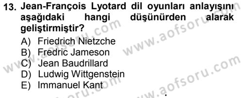 Çağdaş Sosyoloji Kuramları Dersi 2014 - 2015 Yılı (Vize) Ara Sınav Soruları 13. Soru