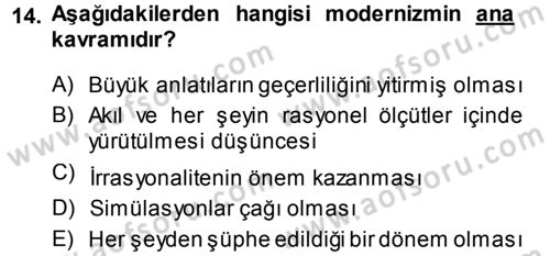Çağdaş Sosyoloji Kuramları Dersi 2014 - 2015 Yılı (Vize) Ara Sınav Soruları 14. Soru