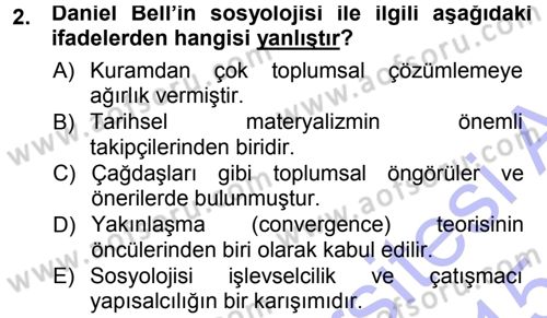 Çağdaş Sosyoloji Kuramları Dersi 2014 - 2015 Yılı (Vize) Ara Sınav Soruları 2. Soru